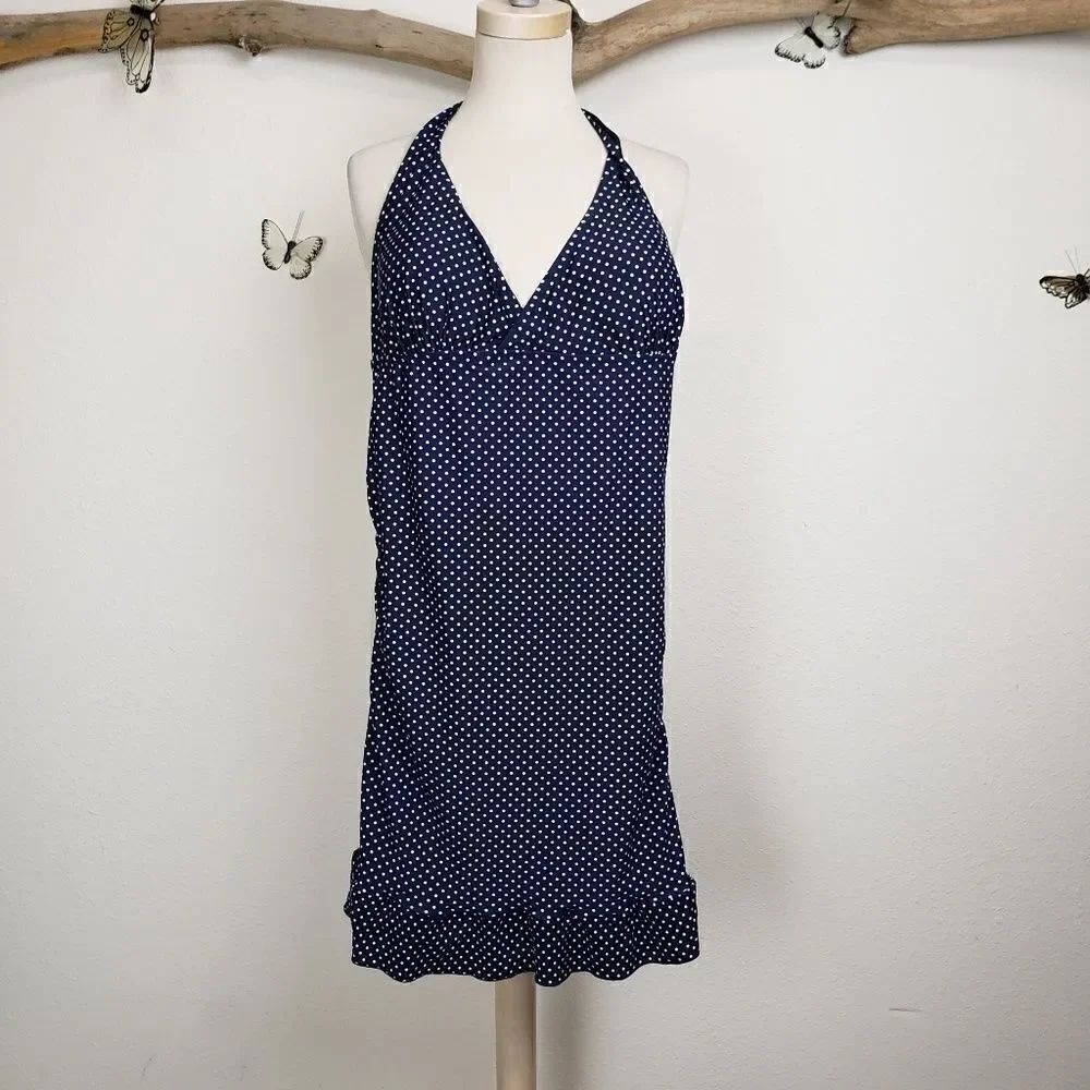 In gear halter retro style swim dress polka dot